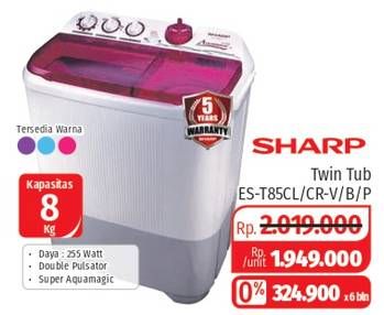 Promo Harga SHARP Washing Machine Twin Tub ES T85CL  - Lotte Grosir