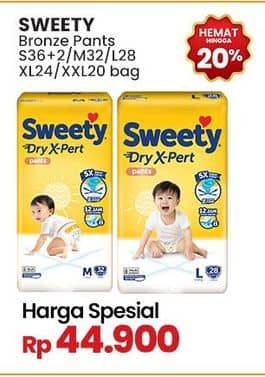 Promo Harga Sweety Bronze Pants Dry X-Pert S36+2, M32, L28, XL24, XXL20 20 pcs - Indomaret