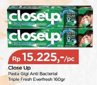 Promo Harga Close Up Pasta Gigi Everfresh Eucalyptus, Everfresh Icy White Winter Blast, Everfresh Menthol Fresh, Everfresh Spearmint 160 gr - TIP TOP