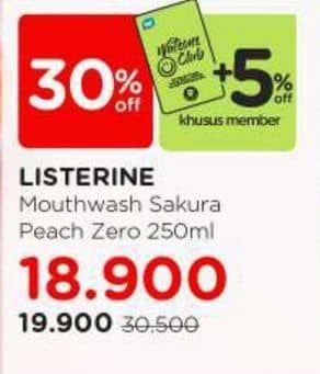 Promo Harga Listerine Mouthwash Antiseptic Sakura Peach 250 ml - Watsons