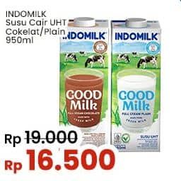 Promo Harga Indomilk Susu UHT Cokelat, Full Cream Plain 950 ml - Indomaret