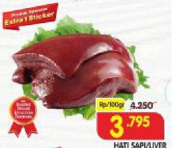 Promo Harga Beef Liver (Hati Sapi) per 100 gr - Superindo