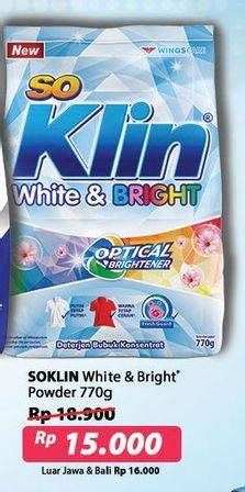 Promo Harga SO KLIN White & Bright Detergent 770 gr - Alfamart