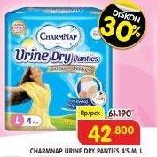 Promo Harga Charmnap Urine Dry Panties 100cc L4, M4 4 pcs - Superindo