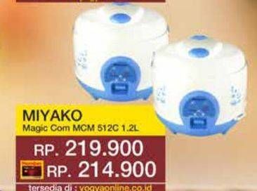 Promo Harga Miyako Magic Com MCM 512C 1200 ml - Yogya