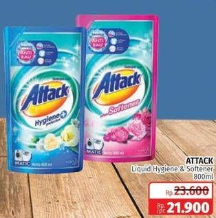 Promo Harga ATTACK Detergent Liquid Hygiene Plus Protection, Plus Softener 800 ml - Lotte Grosir