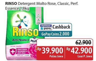 Promo Harga Rinso Anti Noda Deterjen Bubuk Classic Fresh, + Molto Pink Rose Fresh, + Molto Purple Perfume Essence 1800 gr - Alfamidi