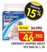 Promo Harga Certainty Adult Diapers M10, L10, XL10  - Superindo