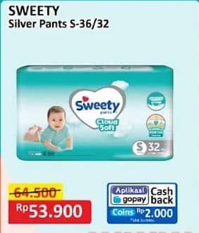 Promo Harga Sweety Silver Pants S36, S32 32 pcs - Alfamart