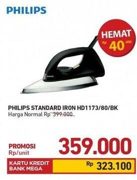 Promo Harga PHILIPS HD 1173 | Dry Iron 80, BK  - Carrefour