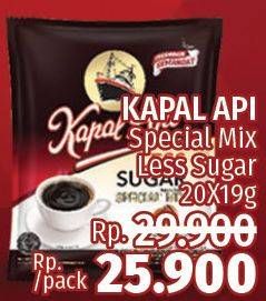 Promo Harga Kapal Api Special Mix Less Sugar per 20 sachet 21 gr - LotteMart