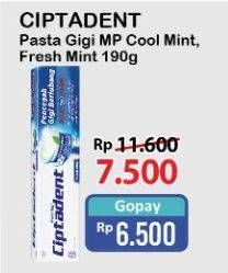 Promo Harga CIPTADENT Pasta Gigi Maxi 12 Plus Cool Mint, Fresh Mint 190 gr - Alfamart