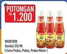 Promo Harga INDOFOOD Sambal Ekstra Pedas, Pedas, Pedas Manis 335 ml - Hypermart