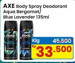 Promo Harga AXE Deo Spray Aqua Bergamot, Blue Lavender 135 ml - Indomaret