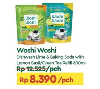 Promo Harga Woshi Woshi Dishwash  Green Tea, Lime Lemon Basil 600 ml - TIP TOP