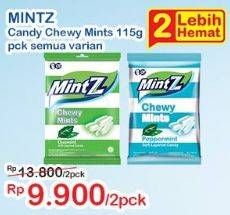 Promo Harga MINTZ Candy Chewy Mint All Variants per 2 pouch 115 gr - Indomaret