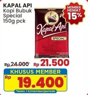 Promo Harga Kapal Api Kopi Bubuk Special 165 gr - Indomaret