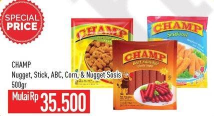 Promo Harga CHAMP Nugget Stick, ABC, Corn, Sosis 500 gr - Hypermart