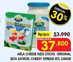 ARLA Cheese Kids Stick Original Box 6x18gr, Cheesy Spread Btl 240gr