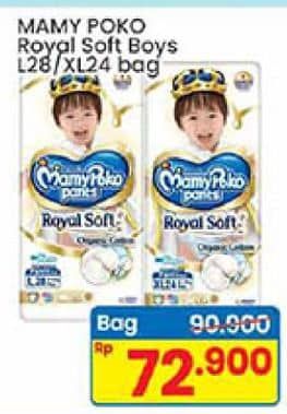 Promo Harga Mamy Poko Pants Royal Soft L28, XL24 24 pcs - Indomaret