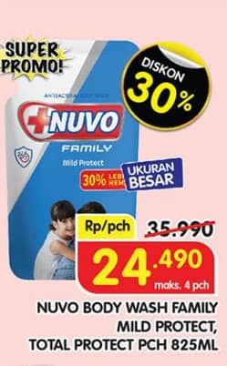 Promo Harga Nuvo Body Wash Total Protect, Mild Protect 825 ml - Superindo