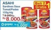 Promo Harga Asahi Sardines Saus Tomat, Saus Pedas 155 gr - Indomaret