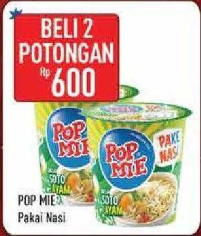 Promo Harga INDOMIE POP MIE Instan Soto Ayam Pake Nasi per 2 pcs - Hypermart