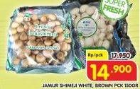 Promo Harga Jamur Shimeji White, Cokelat, Putih 150 gr - Superindo