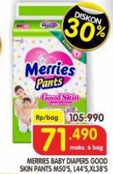 Promo Harga Merries Pants Good Skin XL38, L44, M50 38 pcs - Superindo