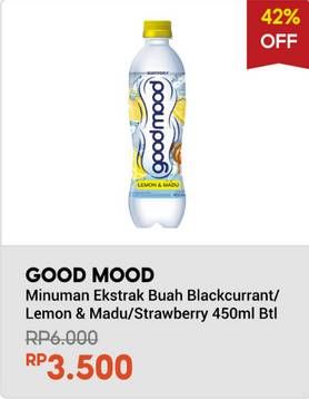 Promo Harga Good Mood Minuman Ekstrak Buah Blackcurrant, Lemon Madu, Stroberi 450 ml - Indomaret