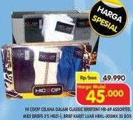 Promo Harga Hicoop Celana Dalam Pria Brief 3in1 HB-69, Midi Briefs 3s HB21-1, HBKL-303 3 pcs - Superindo