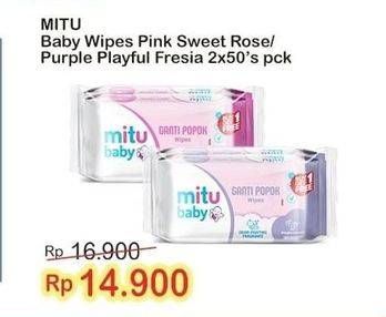 Promo Harga MITU Baby Wipes Ganti Popok Pink Sweet Rose, Purple Playful Fressia 50 pcs - Indomaret