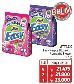 Promo Harga ATTACK Easy Detergent Powder Purple Blossom, Romantic Flowers 1200 gr - Lotte Grosir