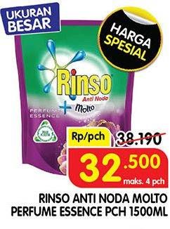 Promo Harga RINSO Liquid Detergent + Molto Purple Perfume Essence 1500 ml - Superindo
