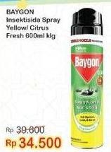 Promo Harga BAYGON Insektisida Spray Yellow Fresh Scent, Citrus Fresh 600 ml - Indomaret