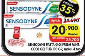 Promo Harga Sensodyne Pasta Gigi Fresh Mint, Fresh Mint, Cool Gel 100 gr - Superindo