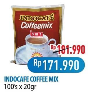 Promo Harga Indocafe Coffeemix 3in1 per 100 sachet 20 gr - Hypermart