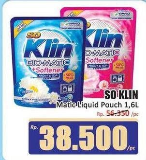 Promo Harga So Klin Biomatic Liquid Detergent 1600 ml - Hari Hari
