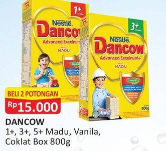 Promo Harga DANCOW Advanced Excelnutri+ 1+/3+/5+ Madu, Vanila, Coklat per 2 box 800 gr - Alfamart