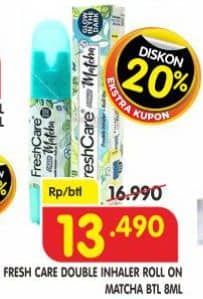 Promo Harga Fresh Care Minyak Angin Aromatherapy Double Inhaler + Roll On Matcha 8 ml - Superindo