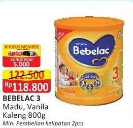 Promo Harga BEBELAC 3 Susu Pertumbuhan Madu, Vanila 800 gr - Alfamart