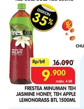 Promo Harga Frestea Minuman Teh Green Honey, Apple, Jasmine, Original 1500 ml - Superindo