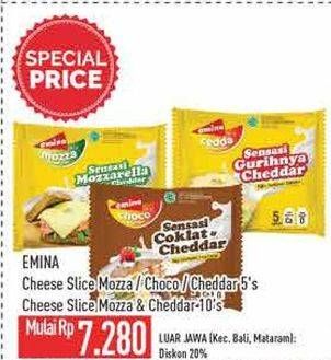 Promo Harga EMINA Cheese Slice Mozza/Choco/Cheddar 5s / Mozza/Cheddar 10s  - Hypermart