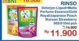 Promo Harga Rinso Liquid Detergent + Molto Purple Perfume Essence, + Molto Royal Gold, + Molto Japanese Peach, + Molto Korean Strawberry 565 ml - Indomaret