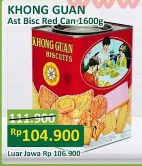 Promo Harga Khong Guan Assorted Biscuit Red Persegi 1600 gr - Alfamart