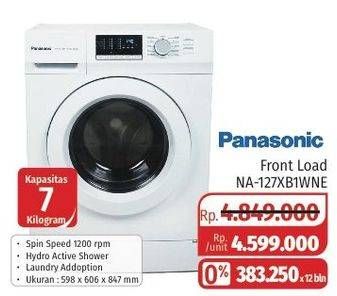 Promo Harga PANASONIC NA-127XB1WNE | Washing Machine Front Load 7kg  - Lotte Grosir