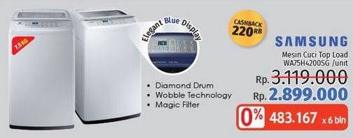 Promo Harga SAMSUNG WA75H4200SG/SE | Washing Machine Top Loading 7.5kg  - LotteMart