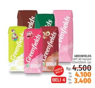 Promo Harga GREENFIELDS UHT Choco Malt, Full Cream, Strawberry 125 ml - LotteMart