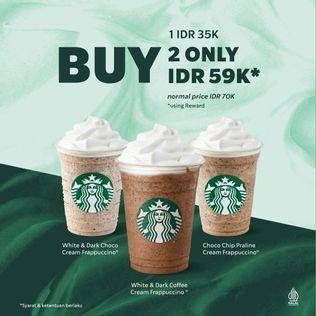 Promo Harga Buy 2 Only IDR 59K  - Starbucks