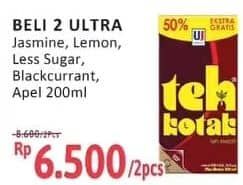 Promo Harga Ultra Teh Kotak Jasmine, Lemon, Less Sugar, Blackcurrant, Apple 200 ml - Alfamidi